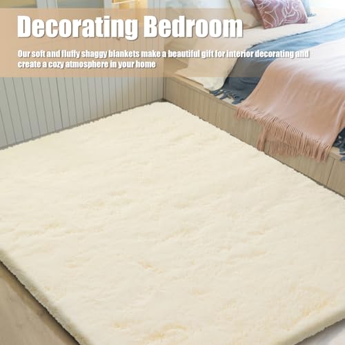 6x9 Fluffy Area Rug for Living Room (Ivory / 6' x 9' (Rectangular))