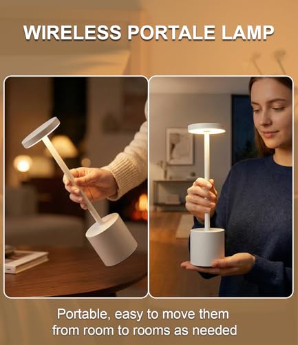 White Rechargeable Cordless Table Lamps Set (White (Set of 2))