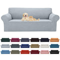 2026 New Stretch Oversized Sofa Slipcovers Couch Sofa Cover for 4 Seater Furniture Protector Covers with Elastic Bottom Jacquard Fabric Small Checks for Pets (Silver / Oversized Sofa)