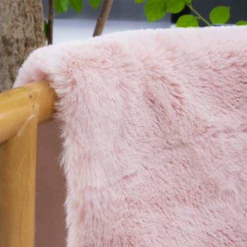 Pink Plush Washable Fluffy Fur Rugs for Living Room Shag Faux Rabbit Fuzzy Fur Area Rugs for Bedroom 2x6 Rug Oblong Nursery Rug (2' x 6' (Oblong) / Pink)