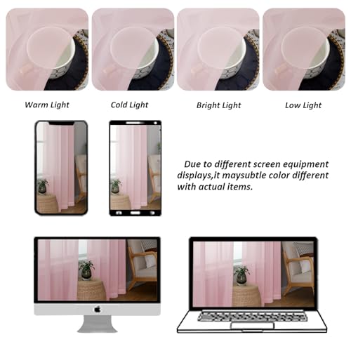 Extra Long Blush Pink Sheer Curtains 108 Inches Long 2 Panels (Blush Pink / 59"W x 108"L (Pack of 2))