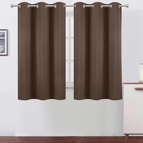 Chocolate Brown Blackout Curtains 34 x 54 Inch Length (Chocolate Brown / 34"W x 54"L (Pack of 2))