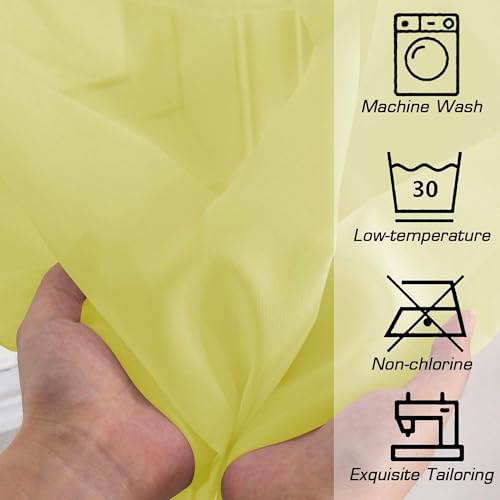Lemon Sheer Curtains for Bedroom Living Room 96 Inches Long 2 Panels Set (Lemon Yellow / 42"W x 96"L (Pack of 2))