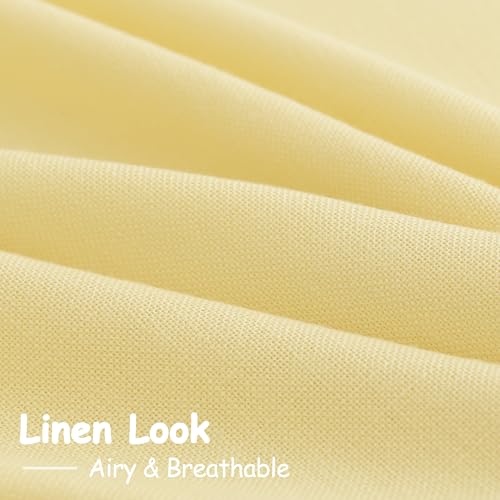 Yellow Linen Blend Drapes 84 Inch Length 2 Panels Set Back Tab Rod Pocket Light Filtering Privacy Semi Sheer Textured Curtain Neutral Farmhouse Decor for Living Room Bedroom Curtains 52x84 (52"W x 84"L (Pack of 2) / Yellow)