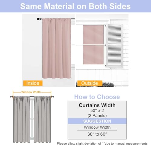 Ava Blackout Curtains for Patio 108 Inches Long 2 Panels Set (Blush / 50"W x 108"L (Pack of 2))