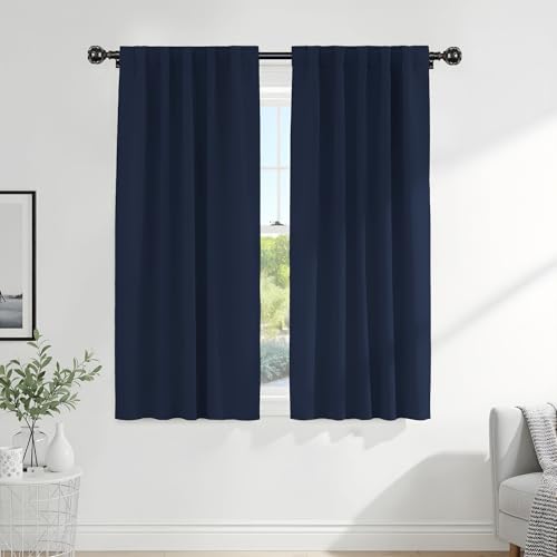 Navy Curtains for Bedroom (Navy Blue / 42"W x 63"L (Pack of 2))