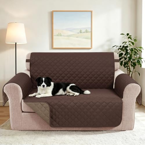 Loveseat Couch Cover for Dogs (Chocolate/Taupe / Loveseat - Small (45"))