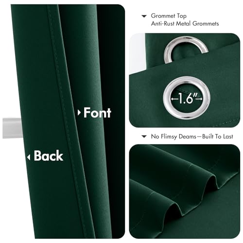 Blackout Curtains for Bedroom 2 Panel 40 x 45 Inch Long Hunter Green (Hunter Green / 40"W x 45"L (Pack of 2))