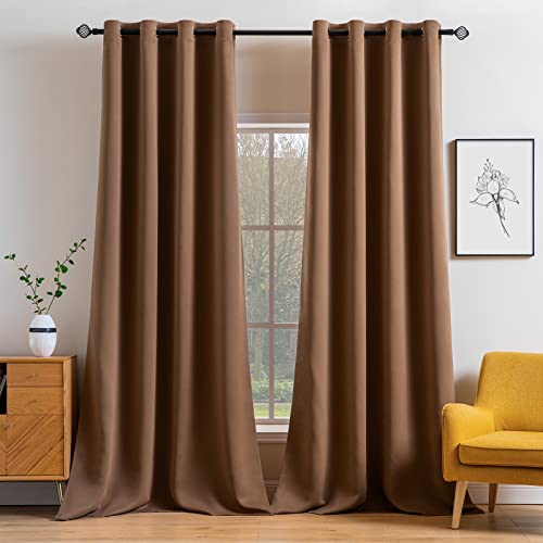 Cappuccino Brown Blackout Bedroom Curtains 96 Inch Long 52"x96" (Cappuccino Brown / 52"W x 96"L (Pack of 2))