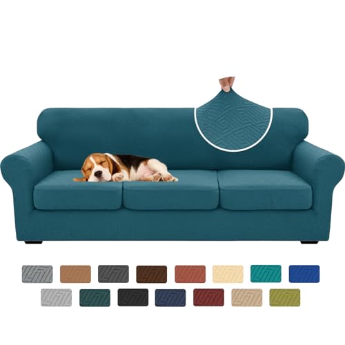4 Piece Stretch X (91"-110"(3 Cushions) / Peacock Blue)