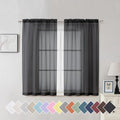 Black Sheer Curtains for Windows 54 inch Long 2 Panel Set (40"W x 54"L (Pack of 2) / Black)