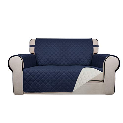 Reversible Quilted Sofa Cover (Medium / Navy/Ivory)