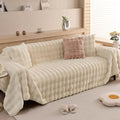 Shaggy Couch Cover for Dogs Rabbit Plush Loveseat Cover Dog Couch Cover Protector Plush Faux Fur Couch Covers for Sectional Sofa Cozy Washable Sofa Covers for Living Room (71" x 150" / Z-plush:beige)