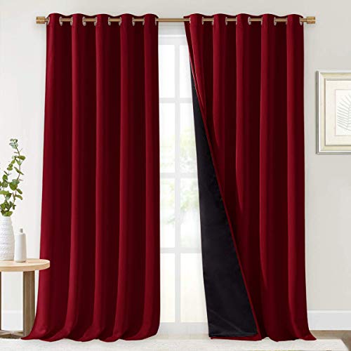 Truly Blackout Drapes for Living Room (Burgundy Red / 70"W x 95"L (Pack of 2))