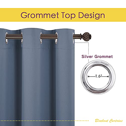 Kitchen Curtains Blackout Drapes (Stone Blue / 42"W x 60"L (Pack of 2))