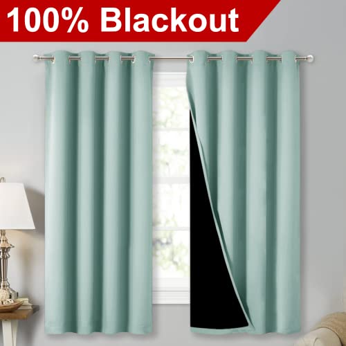 Aqua Blue Blackout Curtains for Kitchen 52" w x 63" L 2 Panels (Aqua Blue / 52"W x 63"L (Pack of 2))