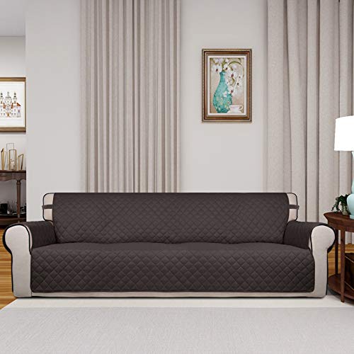 Reversible Quilted Couch Covers for Dogs Sofa Cover 4 Seater 88" (XX-Large / Chocolate/Beige)