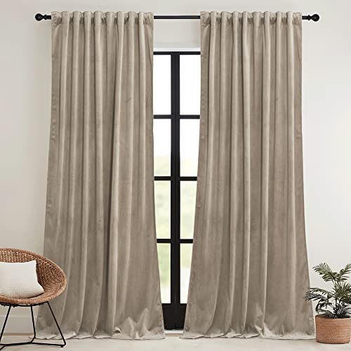 Velvet Curtains 108 inches Long (Camel Beige / 52"W x 108"L (Pack of 2))