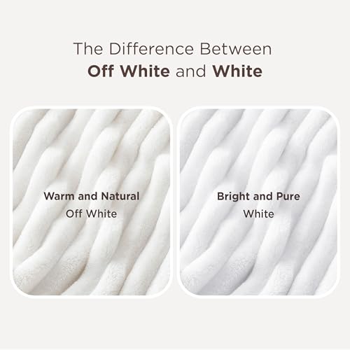 Soft Cozy Queen Size Fleece Blanket for Bed Off White 90"x90" (Off White / Queen)