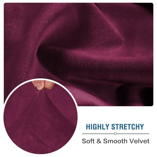 Velvet Stretch Couch Cushion Cover Plush Cushion Slipcover for Chair Cushion Furniture Protector Seat Cushion Sofa Cover (Wine/Burgundy / 1 Cushion Armchair)