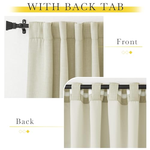 Room Darkening Bedroom Curtains 84 inches Long (Linen Beige / 52"W x 84"L (Pack of 2))