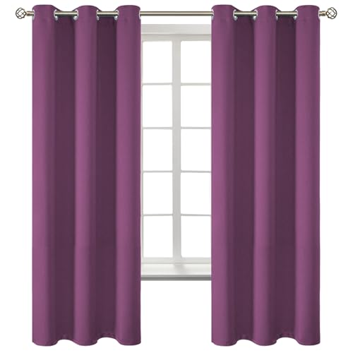 Eggplant Purple Blackout Curtains for Bedroom 63 Inch (Eggplant Purple / 42"W x 63"L (Pack of 2))