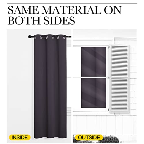 Blackout Window Curtains 80 inch Long (Greyish Purple / 34"W x 80"L (Pack of 2))
