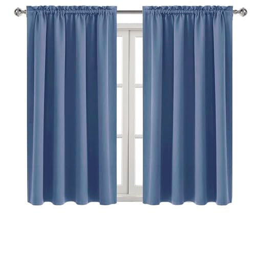 Blackout Curtains for Bedroom 52 x 54 Inch Long Dusty Blue 2 Panels (Dusty Blue / 52"W x 54"L (Pack of 2))
