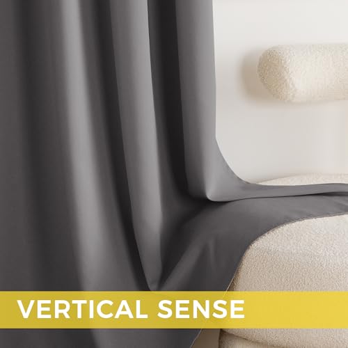 Blackout Curtains Grommet 2 Panels Grey Drapes 95Inches Long (Grey / 52"W x 95"L (Pack of 2))