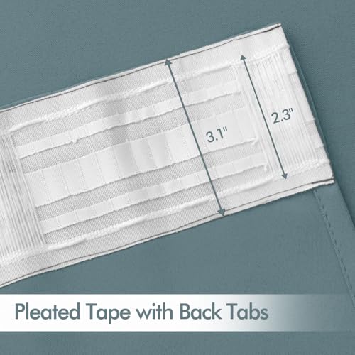 Greyish Blue Back Tab Blackout Curtains 52x108 Inch Long 2 Panel Set (Greyish Blue / 52"W x 108"L (Pack of 2))