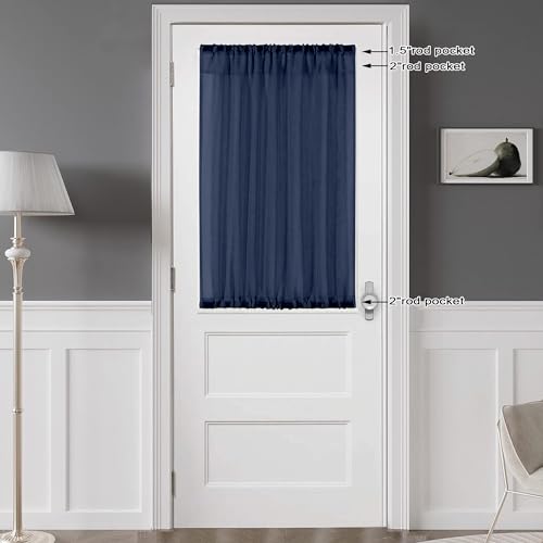 Sheer Window Curtains Tier 2 Pieces Set (Navy Blue / 42"W x 36"L (Pack of 2))