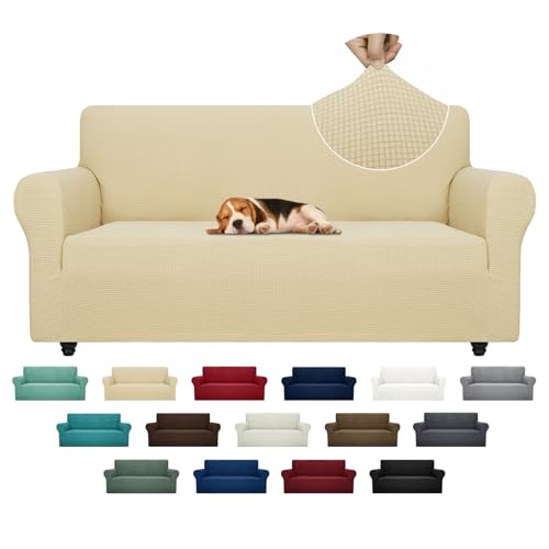 Super Stretch Couch Cover (Beige / Large (72"-92"))