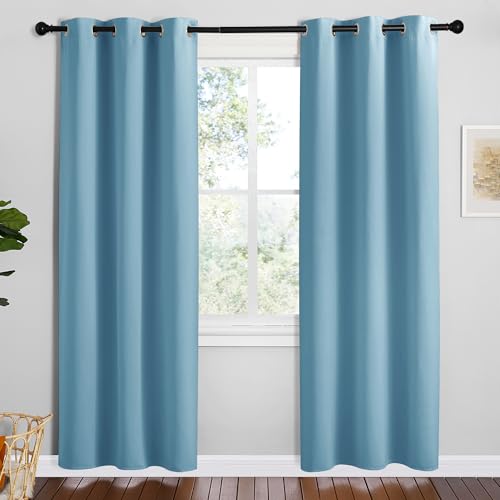 Teal Blue Blackout Curtains for Bedroom (Teal Blue / 42"W x 78"L (Pack of 2))