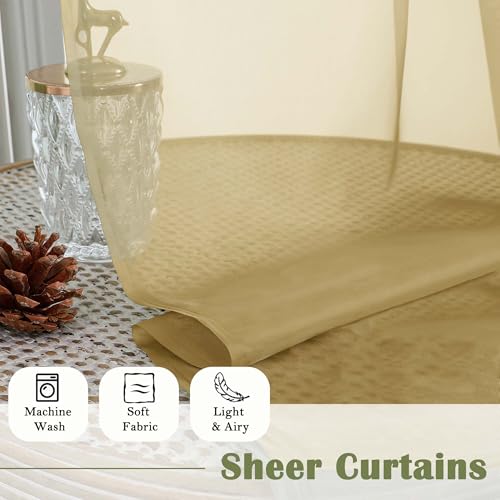 Gold Sheer Curtains 120 Inches Long 2 Panels Set (Gold / 59"W x 120"L (Pack of 2))
