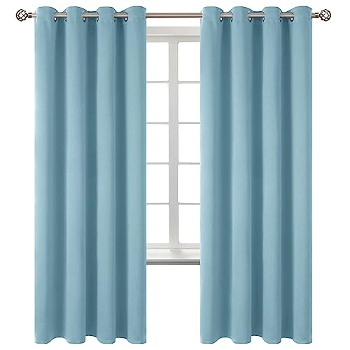 Greyish Blue Room Darkening Curtains 72 Inch for Bedroom (Greyish Blue / 52"W x 72"L (Pack of 2))