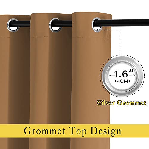 Bedroom Curtains 63 inch Length 2 Panels (Gold Brown / 52"W x 63"L (Pack of 2))