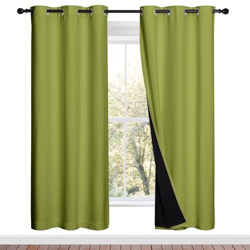100% Blackout Window Curtain Panels (Fresh Green / 42"W x 72"L (Pack of 2))