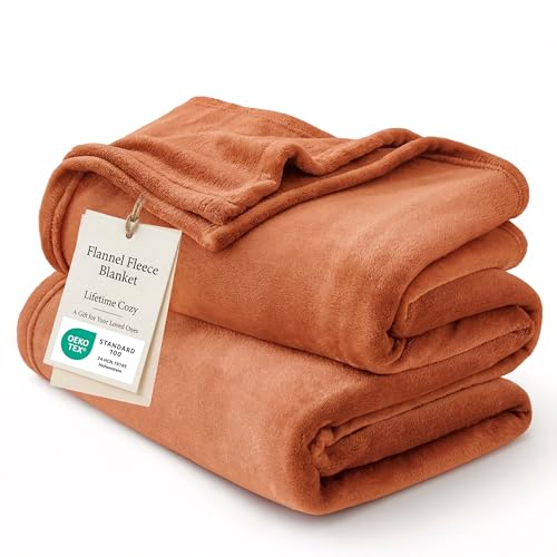 Soft Cozy Warm Fleece Throw Blanket for Couch Orange 50"x70" (Orange / Throw XL (50" X 70"))