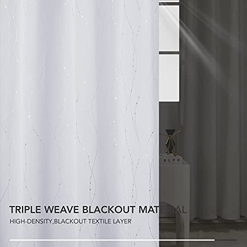 Living Room Curtains 63 Inches Long (Greyish White/Wave Dots / 42"W x 63"L (Pack of 2))