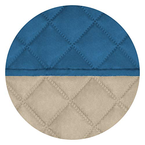 Reversible Quilted Sofa Cover Dog Couch Covers for Sofa (Large / Peacock Blue/Beige)