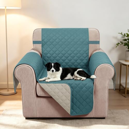 Reversible Recliner Chair Covers (Blue/Beige / 23'' Chair)