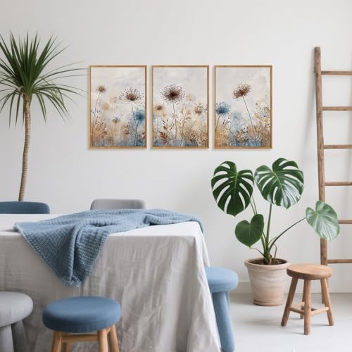 Dandelion Wall Art Framed Canvas Wall Art Set Of 3 (Dandelion)