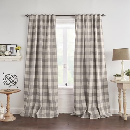 Grainger Buffalo Check Blackout Window Curtain (Grey / 52"W x 95"L (Pack of 1))