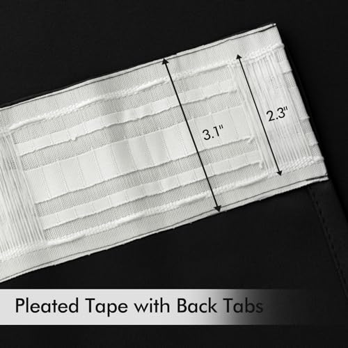Black Back Tab Blackout Curtains 52x95 Inch Length 2 Panels Set (Black / 52"W x 95"L (Pack of 2))