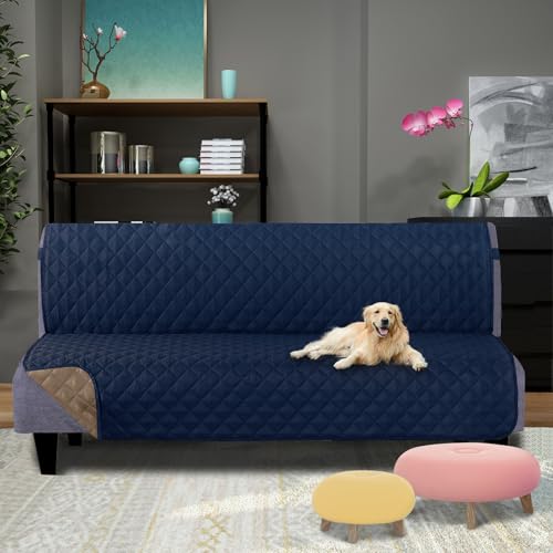 Futon Sofa Covers 68''Armless Couch Cover (Navy/Taupe / 68''futon)