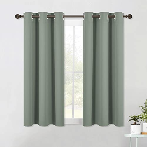 Modern Blackout Curtains Noise Reducing (Greyish Green / 42"W x 54"L (Pack of 2))