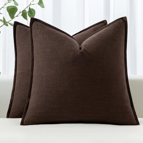 Decorative Linen Euro Sham Pillow Covers 26x26 Dark Brown (Dark Brown / 26" x 26" (Pack of 2))