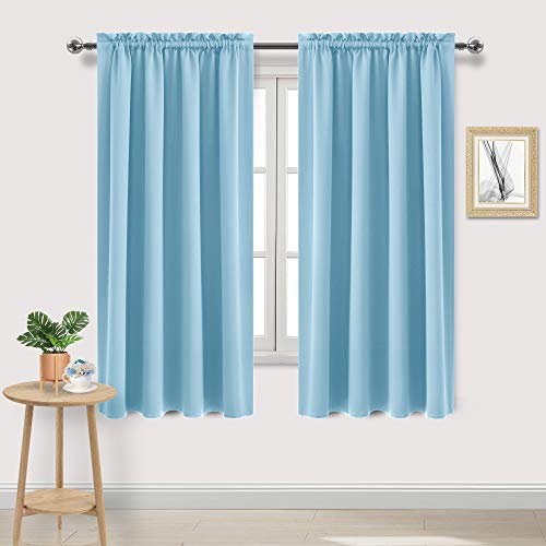Blackout Curtains for Bedroom Living Room 52 x 63 Inch Long 2 Panels (Light Blue / 52"W x 63"L (Pack of 2))
