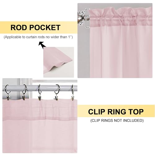 Blush Pink Sheer Curtains 63 Inches Long 2 Panels (Blush / 42"W x 63"L (Pack of 2))