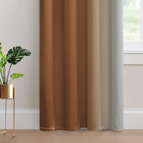 Ombre Curtains Burnt Orange and Greyish White for Bedroom (52"W x 84"L (Pack of 2) / Burnt Orange)
